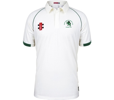 Gray Nicolls Devon Dumplings Cricket Club GN Matrix V2 Short Sleeve Playing Shirt Green Trim